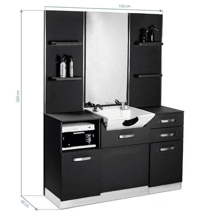 Tocador peluquería Gabbiano con lavacabezas B085 Negro - imagen 2