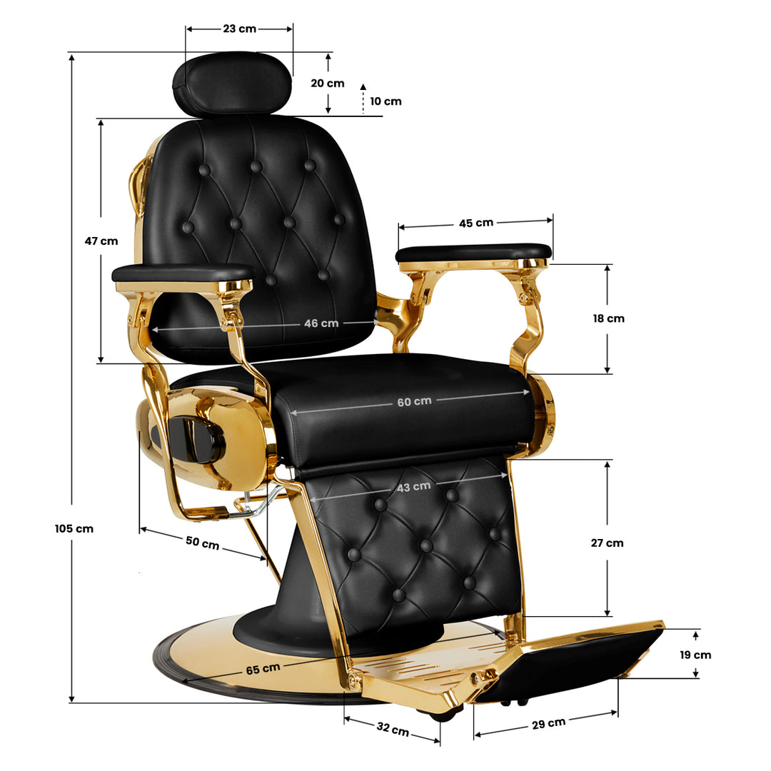 Sillón de Barberia Gabbiano Francesco Oro Negro - imagen 12