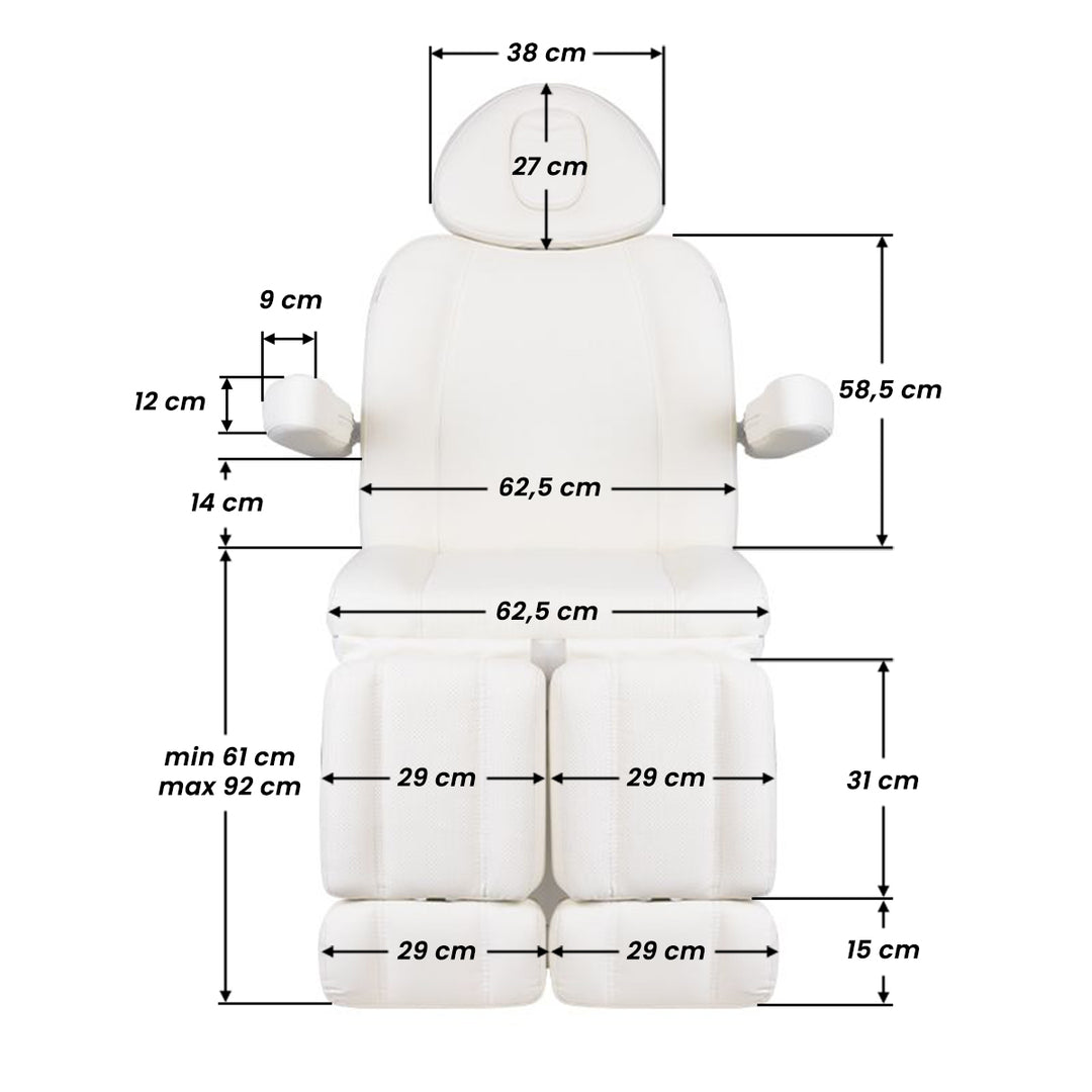 Sillón Estético Eléctrico Azzurro 708B Pro 3 Motores Pedi con Pedal y Calefacción Blanco - imagen 14