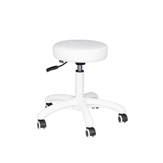 Taburete con Ruedas Eco Cuero AM-303-2 Blanco