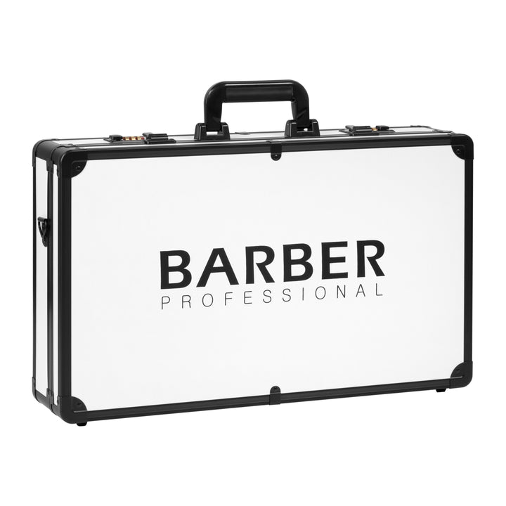 Maletín de Peluquería Aluminio con Cerradura de Combinación y Bandolera Blanco-Negro