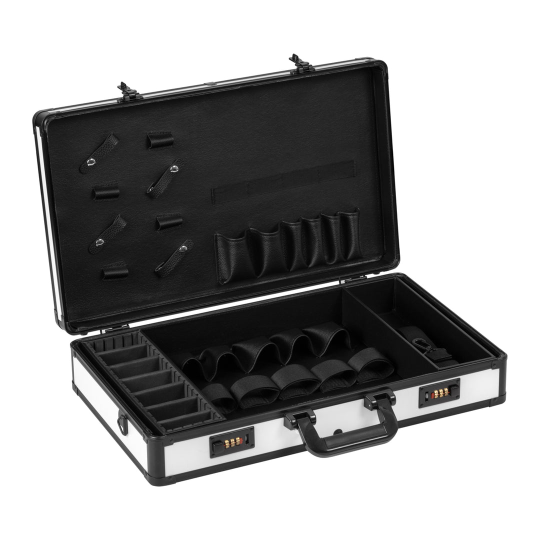 Maletín de Peluquería Aluminio con Cerradura de Combinación y Bandolera Blanco-Negro - imagen 2