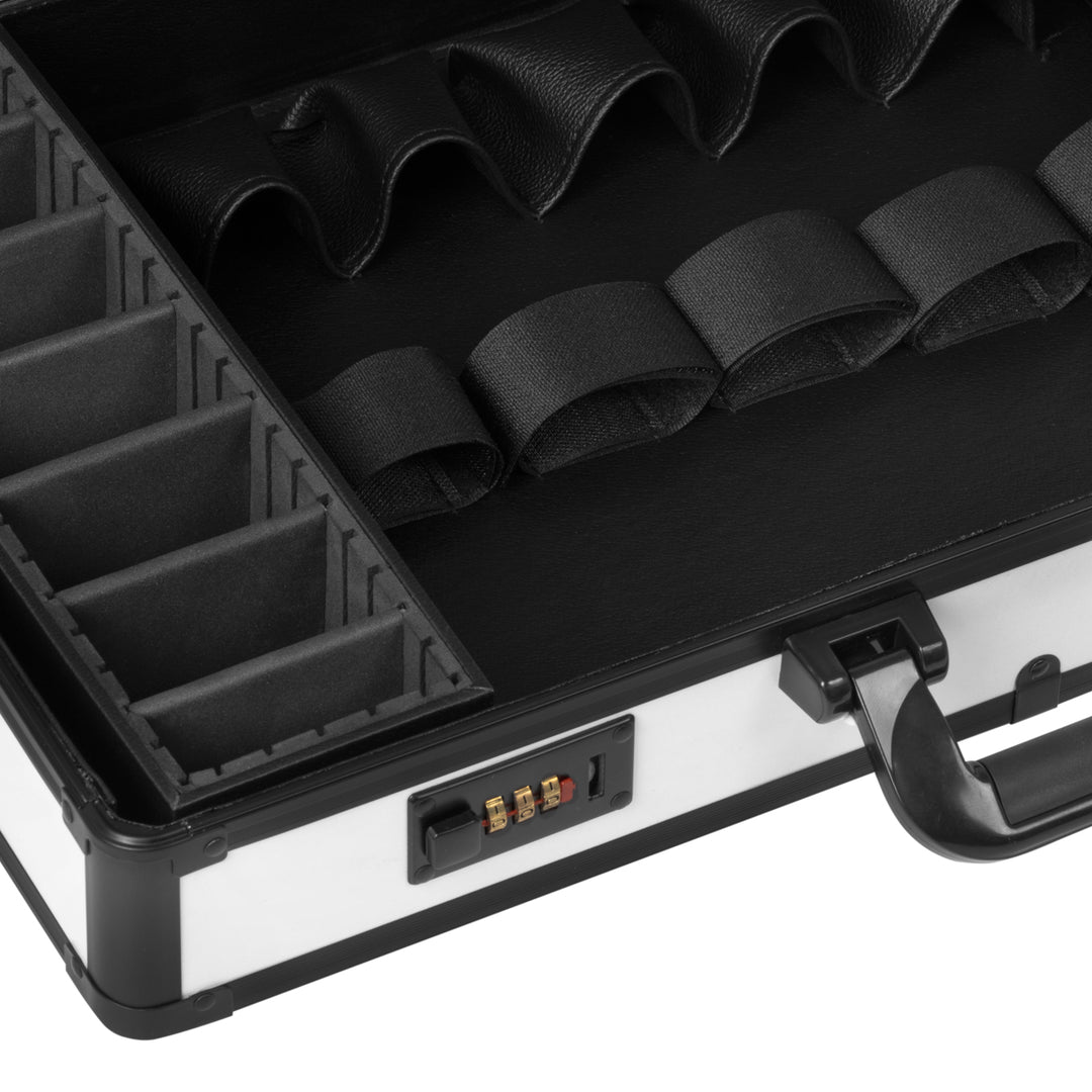 Maletín de Peluquería Aluminio con Cerradura de Combinación y Bandolera Blanco-Negro - imagen 3