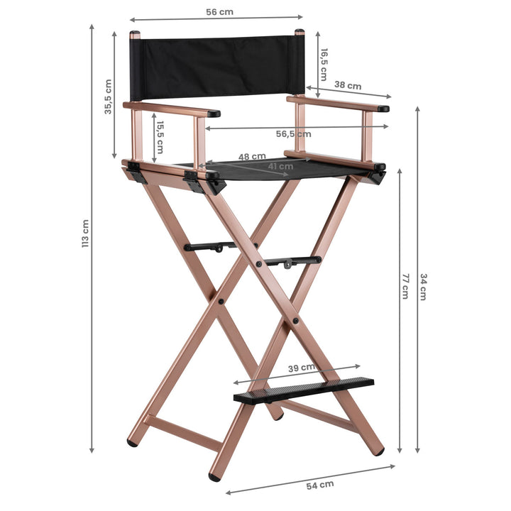 Silla de Maquillaje Plegable Aluminio Oro Rosa - imagen 8