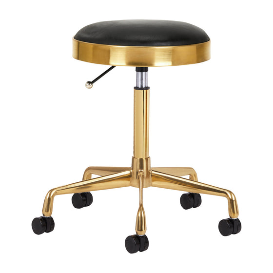 Taburete con Ruedas Eco Cuero H7 Dorado Negro