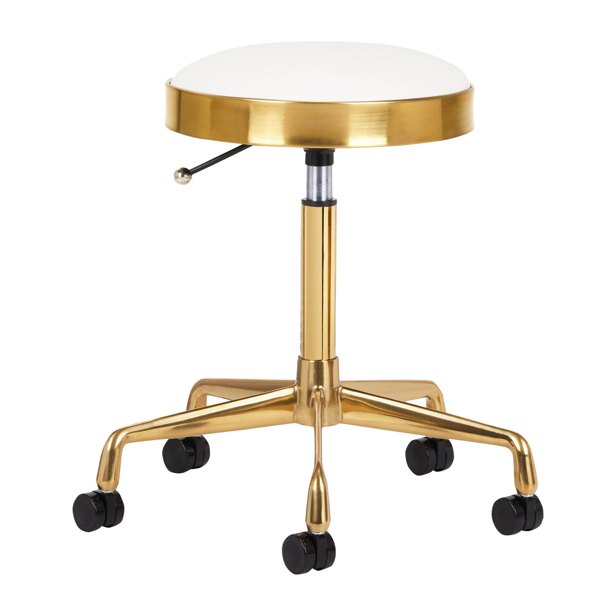 Taburete con Ruedas Eco Cuero H7 Dorado Blanco