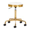 Taburete con Ruedas Eco Cuero H7 Dorado Blanco