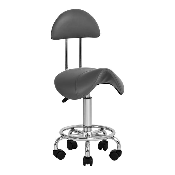 Taburete Ergonómico con Ruedas y Respaldo 6001 Gris