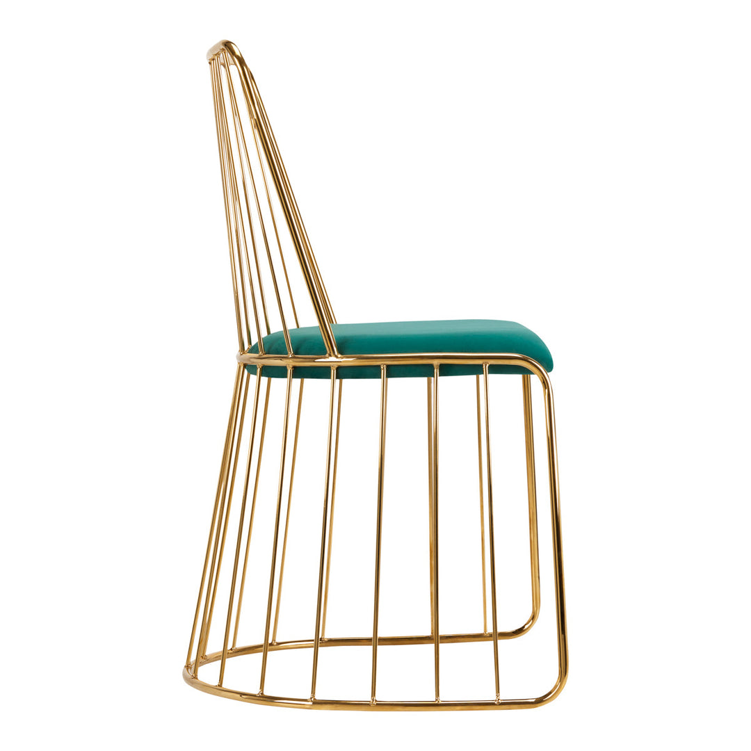 Silla Estética Terciopelo QS-M00 Oro Verde 2