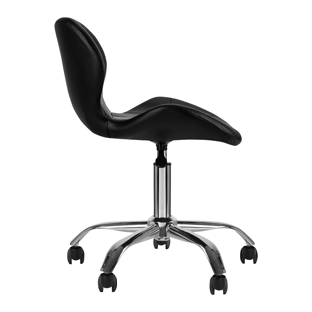 Taburete con Ruedas y Respaldo QS-06 Negro - imagen 2