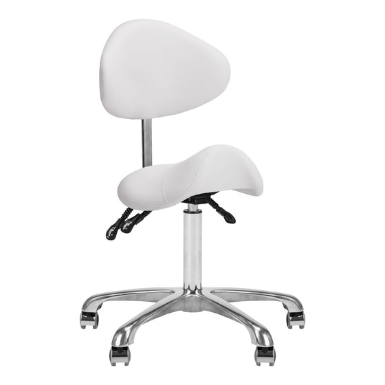 Taburete Ergonómico con Ruedas y Respaldo Giovanni 1004 Blanco