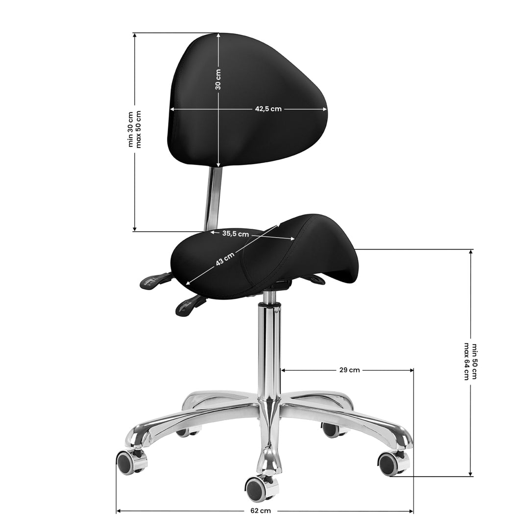 Taburete Ergonómico con Ruedas y Respaldo Giovanni 1004 Negro - imagen 9