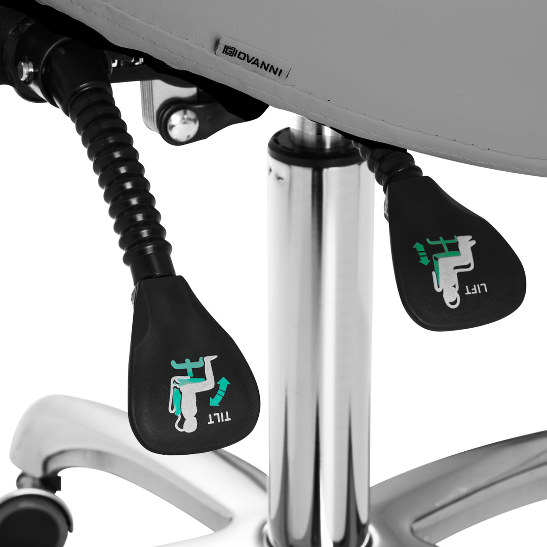 Taburete Ergonómico con Ruedas y Respaldo Giovanni 1004 Gris - imagen 6