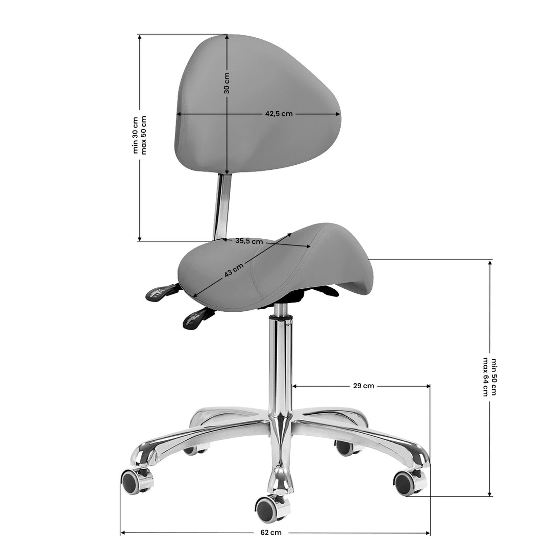 Taburete Ergonómico con Ruedas y Respaldo Giovanni 1004 Gris - imagen 9