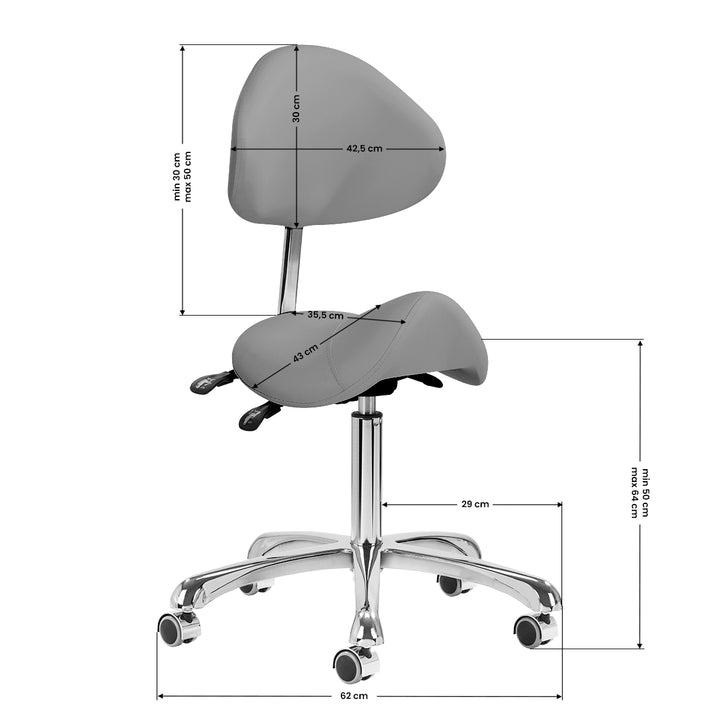 Taburete Ergonómico con Ruedas y Respaldo Giovanni 1004 Gris - imagen 9