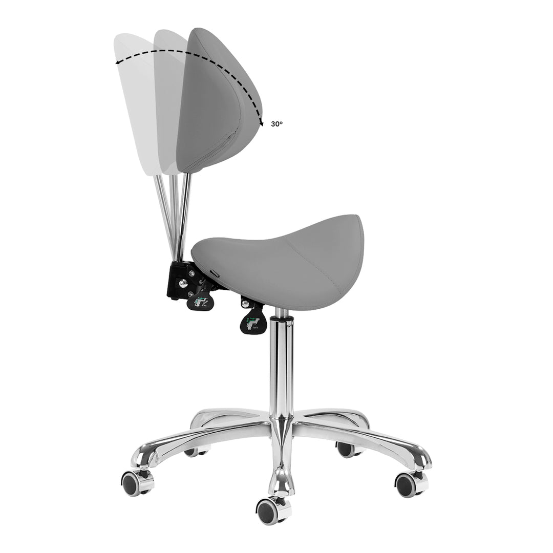 Taburete Ergonómico con Ruedas y Respaldo Giovanni 1004 Gris - imagen 10