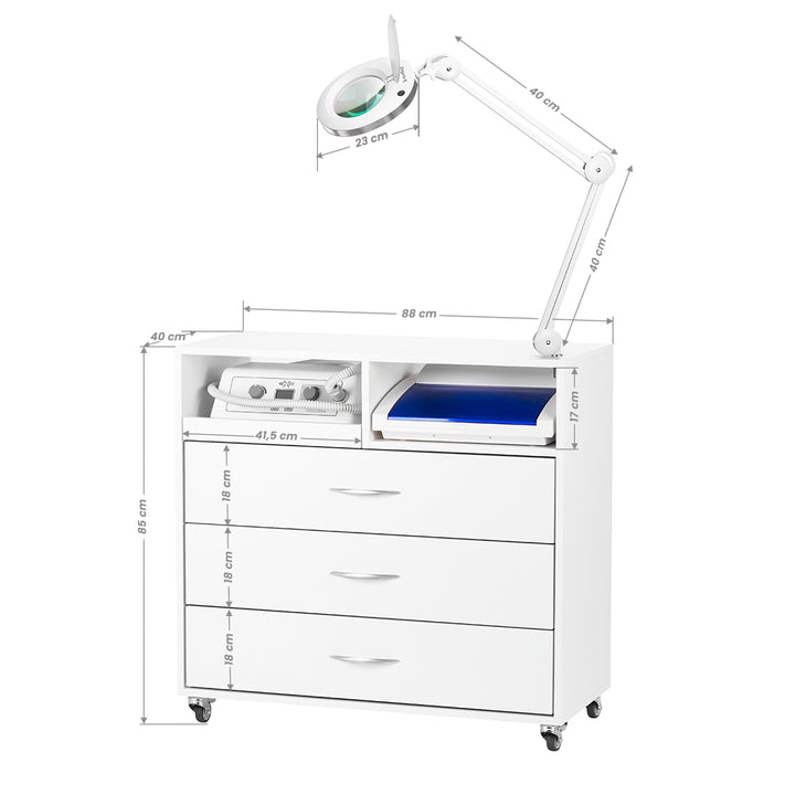Kit de Pedicura Profesional Y-200 con Carro, Torno para Uñas, Lámpara Lupa y Aparato UV-C - imagen 12