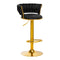 Taburete de Bar con Respaldo 4Rico QS-B313a Terciopelo Negro