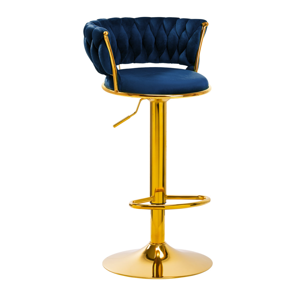 Taburete de Bar con Respaldo 4Rico QS-B313a Terciopelo Azul Marino