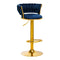 Taburete de Bar con Respaldo 4Rico QS-B313a Terciopelo Azul Marino