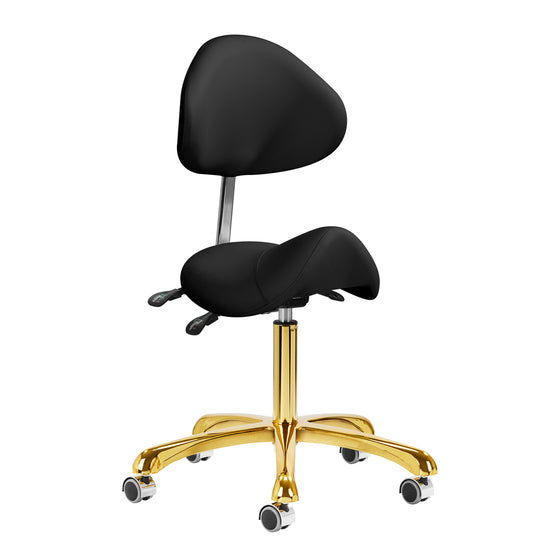 Taburete Ergonómico con Ruedas y Respaldo Giovanni 1004 Oro-Negro