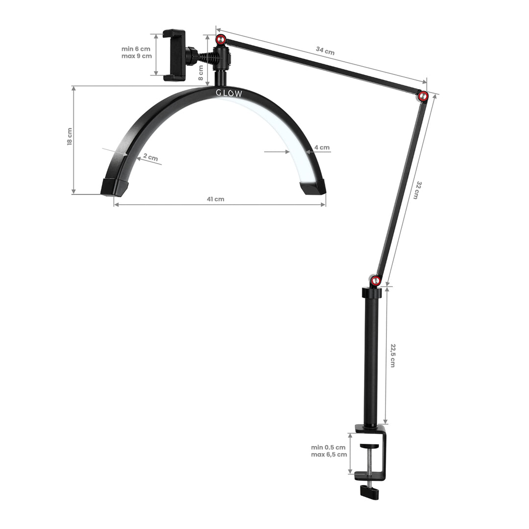 Lámpara LED con Abrazadera y Color e Intensidad de Luz Ajustables Glow MX3 Negra Mate - imagen 12