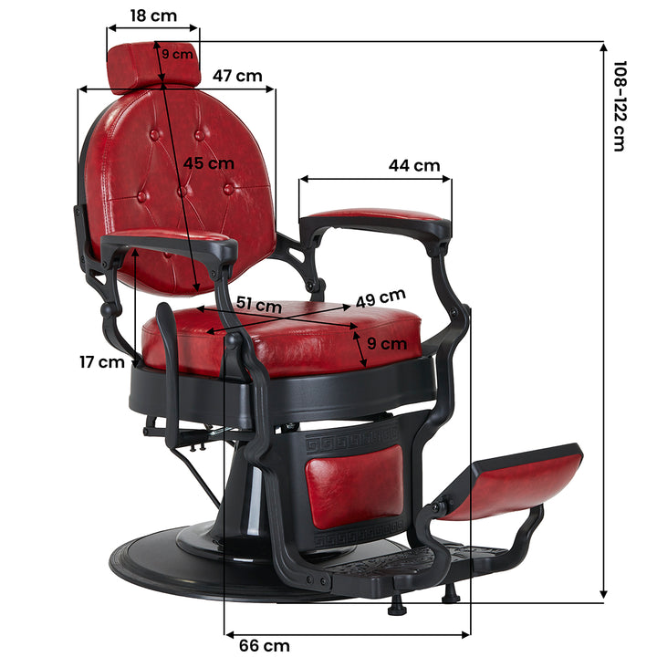 Sillón de Barberia Gabbiano President Rojo - imagen 19