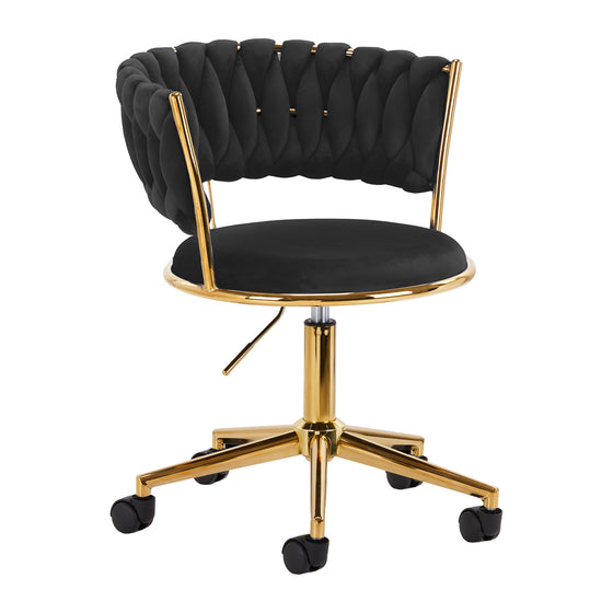 Silla Giratoria con Ruedas y Respaldo 4Rico QS-GW01G Terciopelo Negro