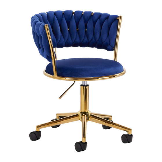 Silla Giratoria con Ruedas y Respaldo 4Rico QS-GW01G Terciopelo Azul