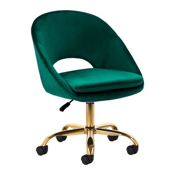 Silla Giratoria con Ruedas y Respaldo 4Rico QS-MF18G Terciopelo Verde