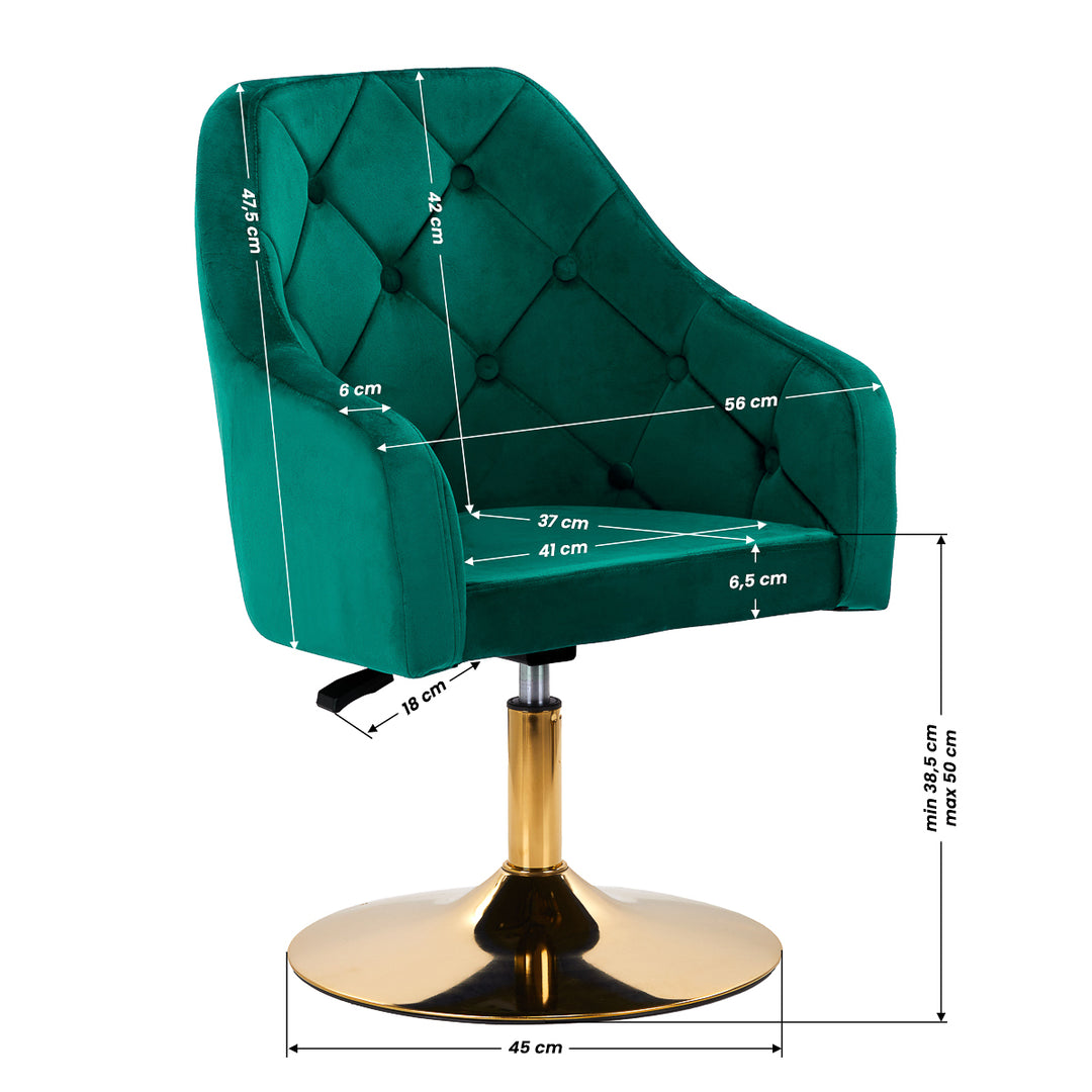 Silla Giratoria 4Rico QS-BL14G Terciopelo Verde 9