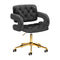 Silla de Terciopelo con Ruedas y Respaldo 4Rico QS-OF213G Dorado Gris