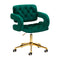 Silla de Terciopelo con Ruedas y Respaldo 4Rico QS-OF213G Dorado Verde
