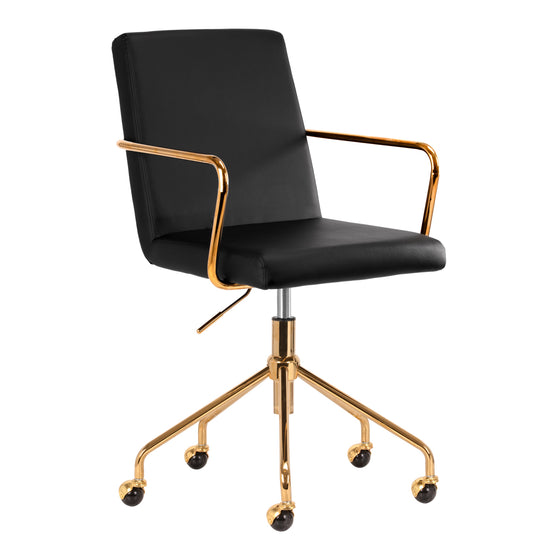 Silla Giratoria con Ruedas y Respaldo QS-OF211G Oro-Negro