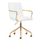 Silla Giratoria con Ruedas y Respaldo QS-OF211G Oro-Blanco