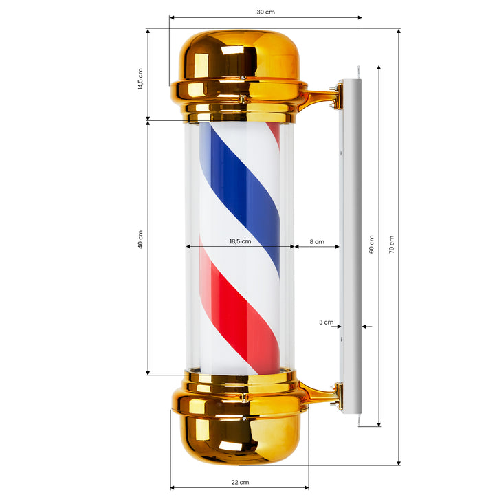 Barber Pole Iluminado y Giratorio Gabbiano BB-02 Oro - imagen 4