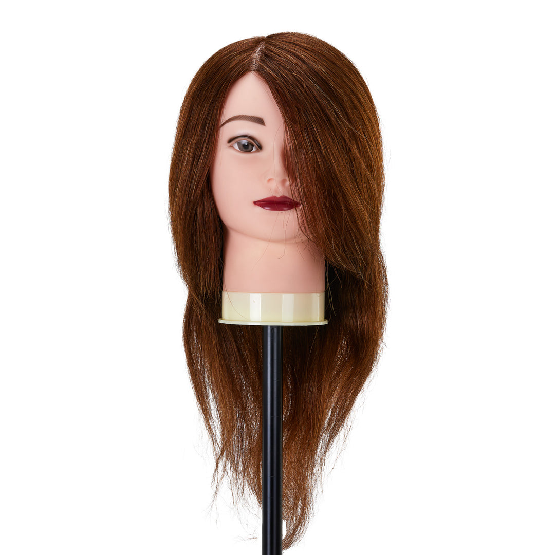 Cabeza Maniquí de Peluquería Gabbiano WZ1 Pelo Natural 30 cm Castaño - imagen 2