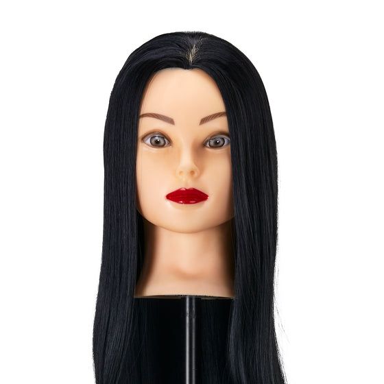 Cabeza Maniquí de Peluquería Gabbiano WZ2 Pelo Sintético 55 cm Negro