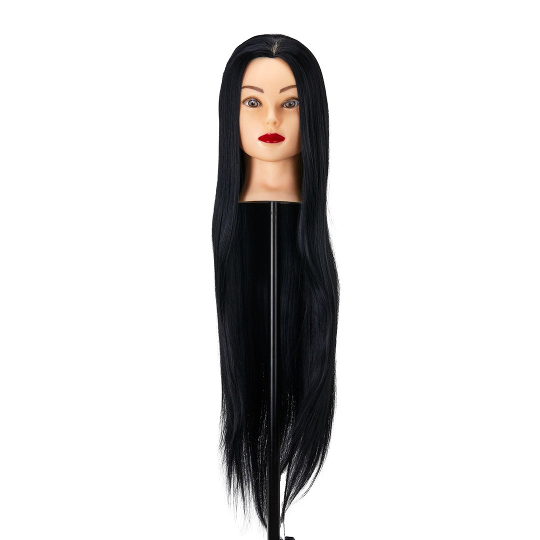 Cabeza Maniquí de Peluquería Gabbiano WZ2 Pelo Sintético 55 cm Negro - imagen 2