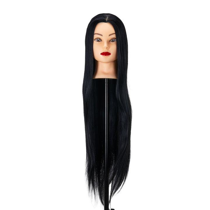 Cabeza Maniquí de Peluquería Gabbiano WZ2 Pelo Sintético 55 cm Negro - imagen 2