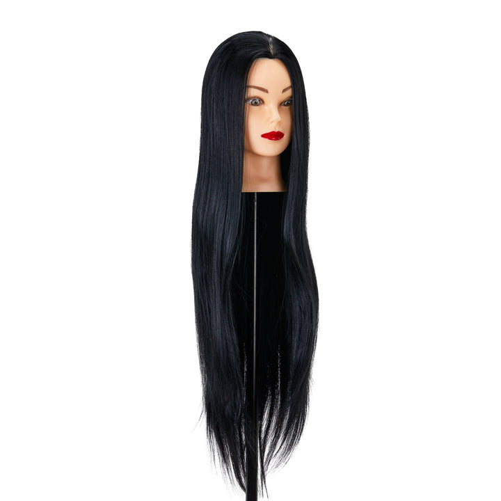 Cabeza Maniquí de Peluquería Gabbiano WZ2 Pelo Sintético 55 cm Negro - imagen 3