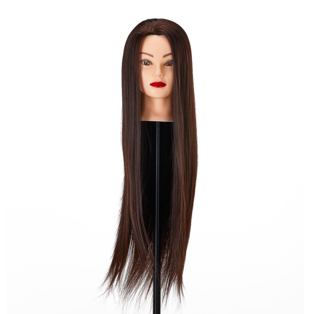 Cabeza Maniquí de Peluquería Gabbiano WZ2 Pelo Sintético 55 cm Castaño - imagen 2