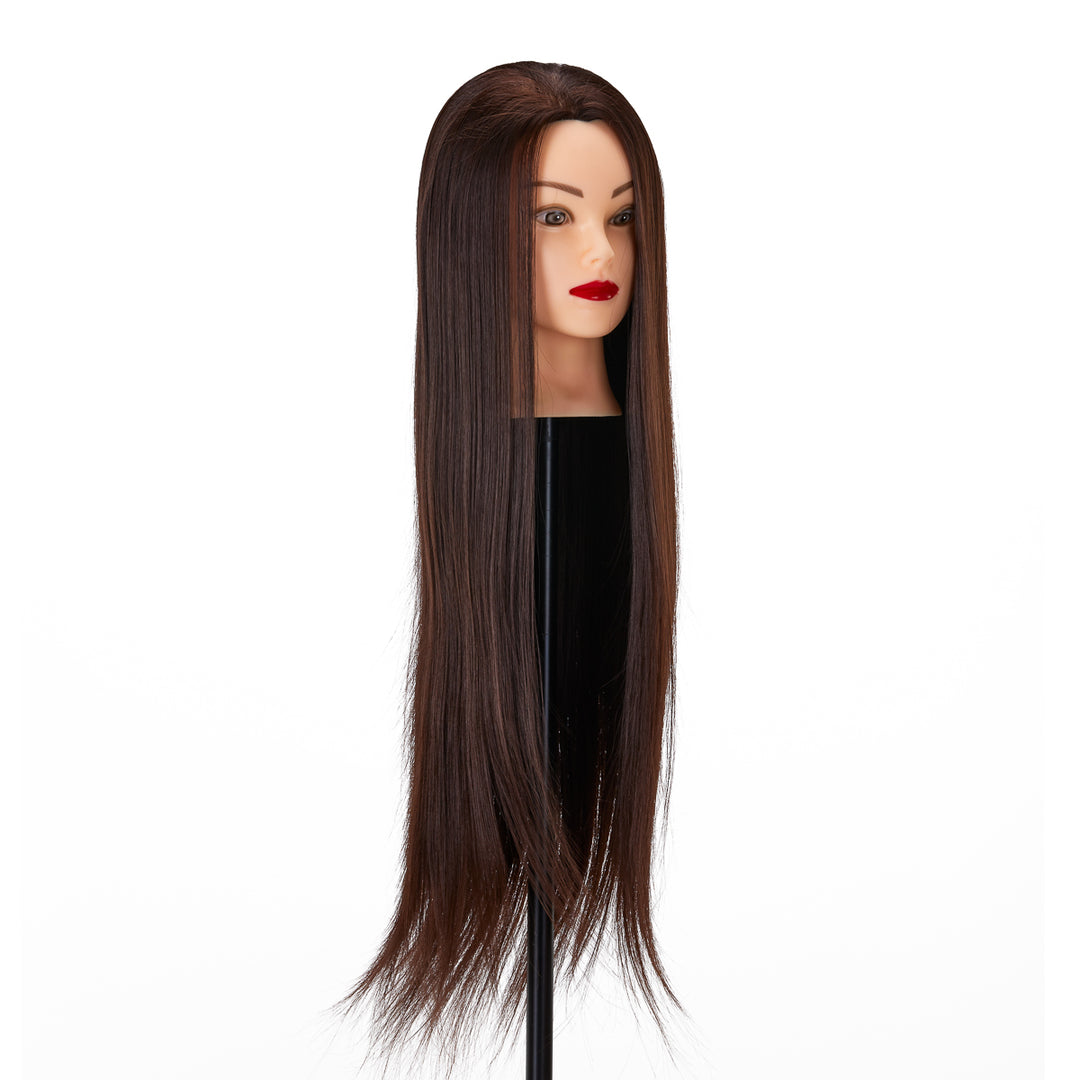 Cabeza Maniquí de Peluquería Gabbiano WZ2 Pelo Sintético 55 cm Castaño - imagen 3