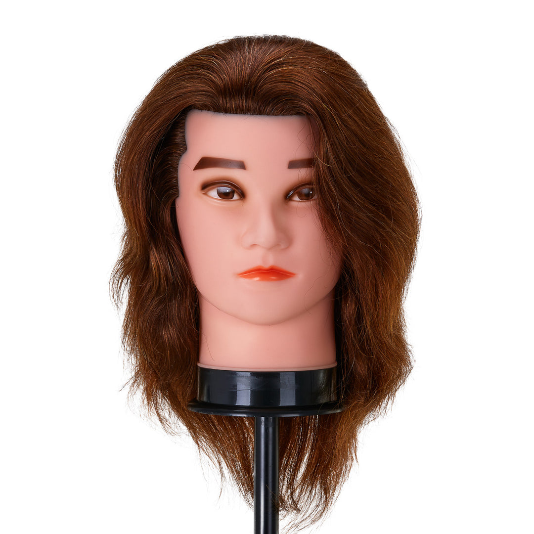 Cabeza Maniquí de Peluquería Hombre Gabbiano WZ3 Pelo Natural 20 cm Castaño