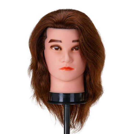 Cabeza Maniquí de Peluquería Hombre Gabbiano WZ3 Pelo Natural 20 cm Castaño