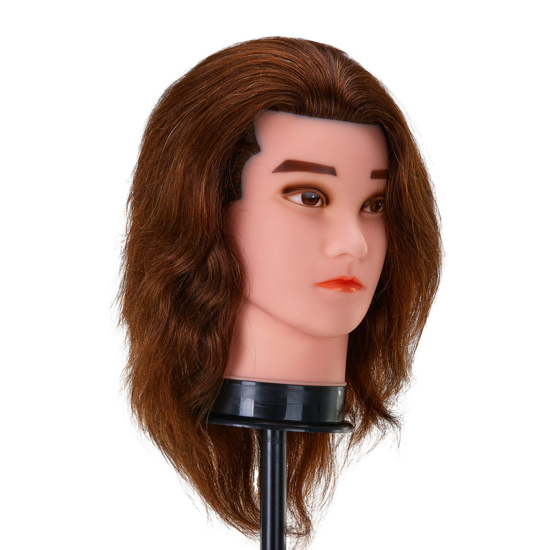 Cabeza Maniquí de Peluquería Hombre Gabbiano WZ3 Pelo Natural 20 cm Castaño - imagen 2