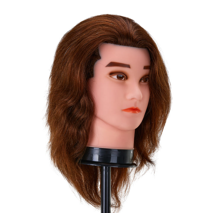 Cabeza Maniquí de Peluquería Hombre Gabbiano WZ3 Pelo Natural 20 cm Castaño - imagen 2