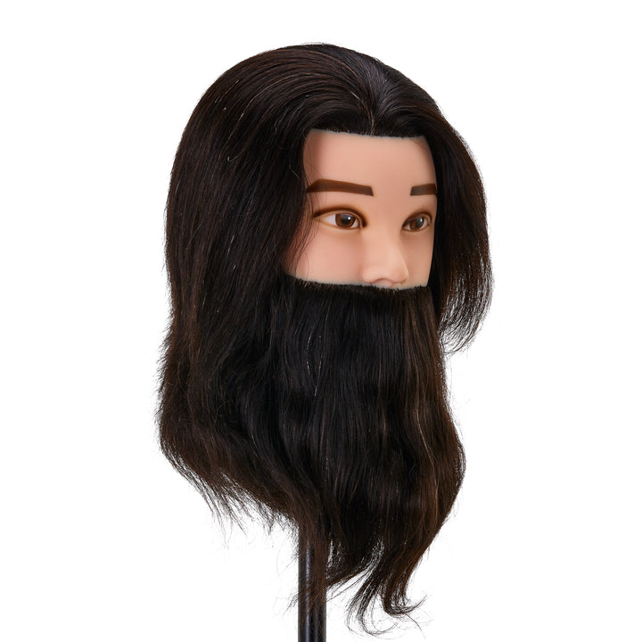 Cabeza Maniquí de Peluquería con Barba Gabbiano WZ4 Pelo Natural Negro - imagen 2