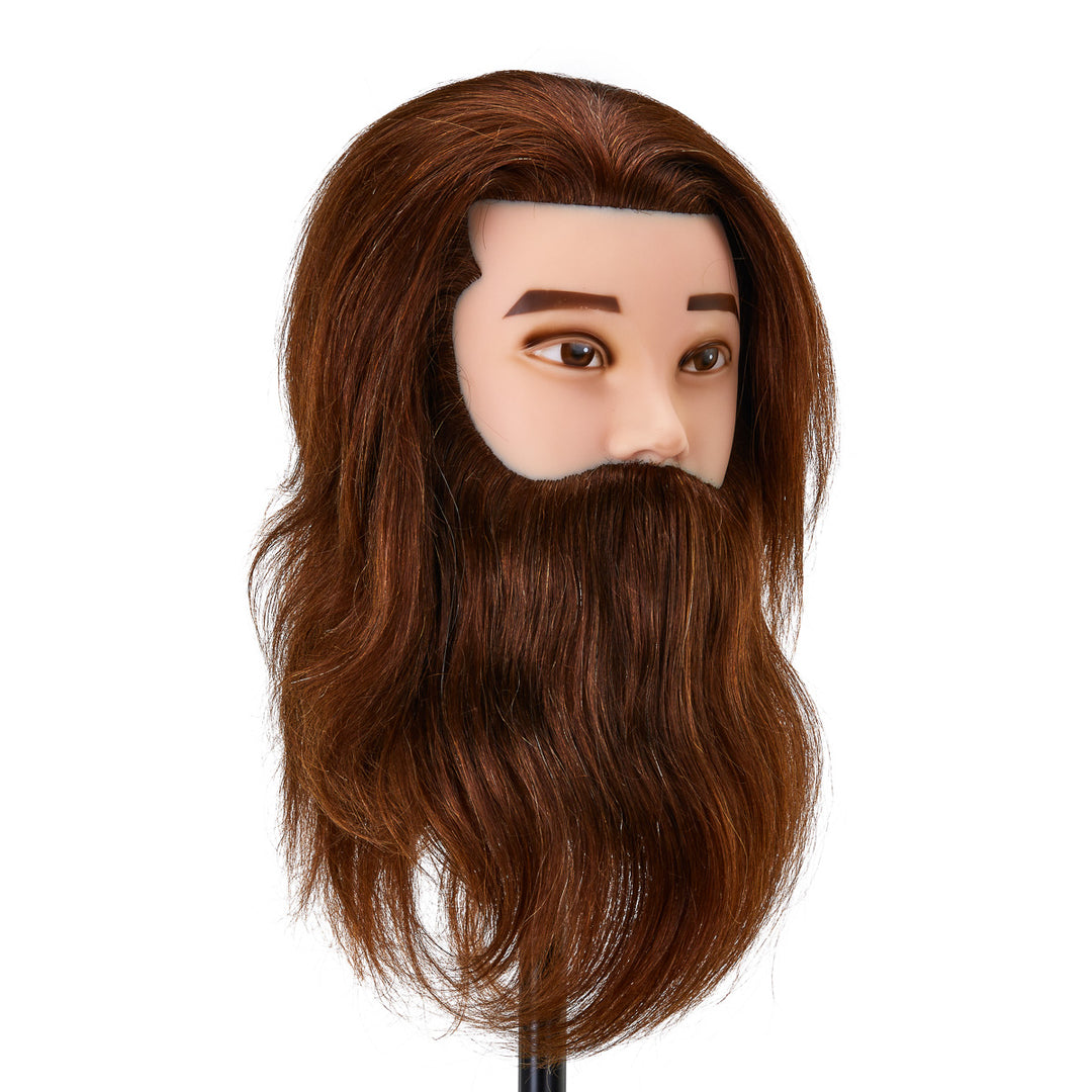 Cabeza Maniquí de Peluquería con Barba Gabbiano WZ4 Pelo Natural Castaño - imagen 2