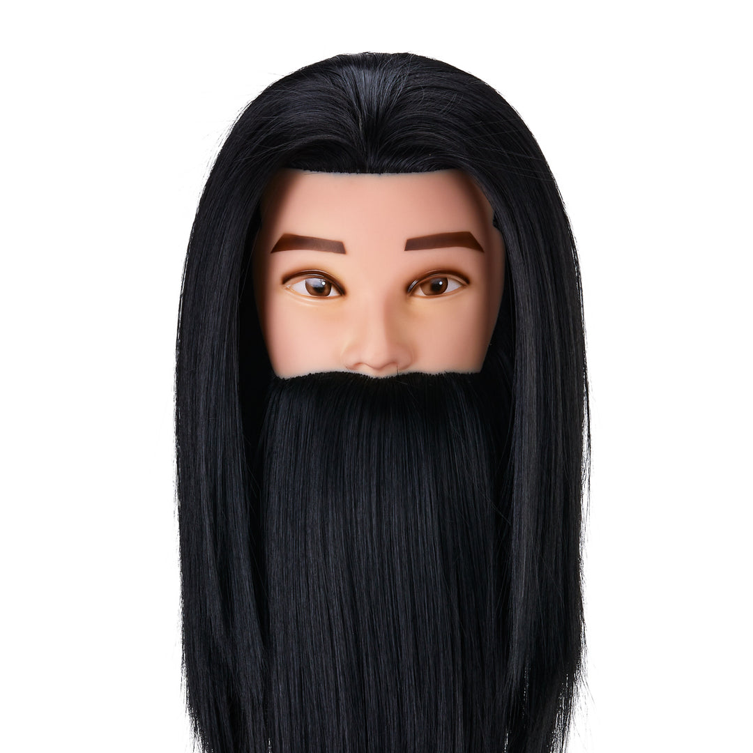 Cabeza Maniquí de Peluquería con Barba Gabbiano WZ4 Pelo Sintético Negro